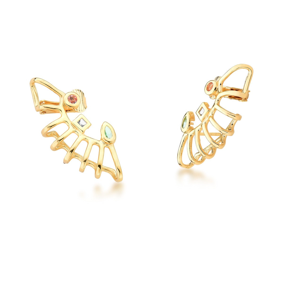 Ear Cuff 3 Pedra Colorida