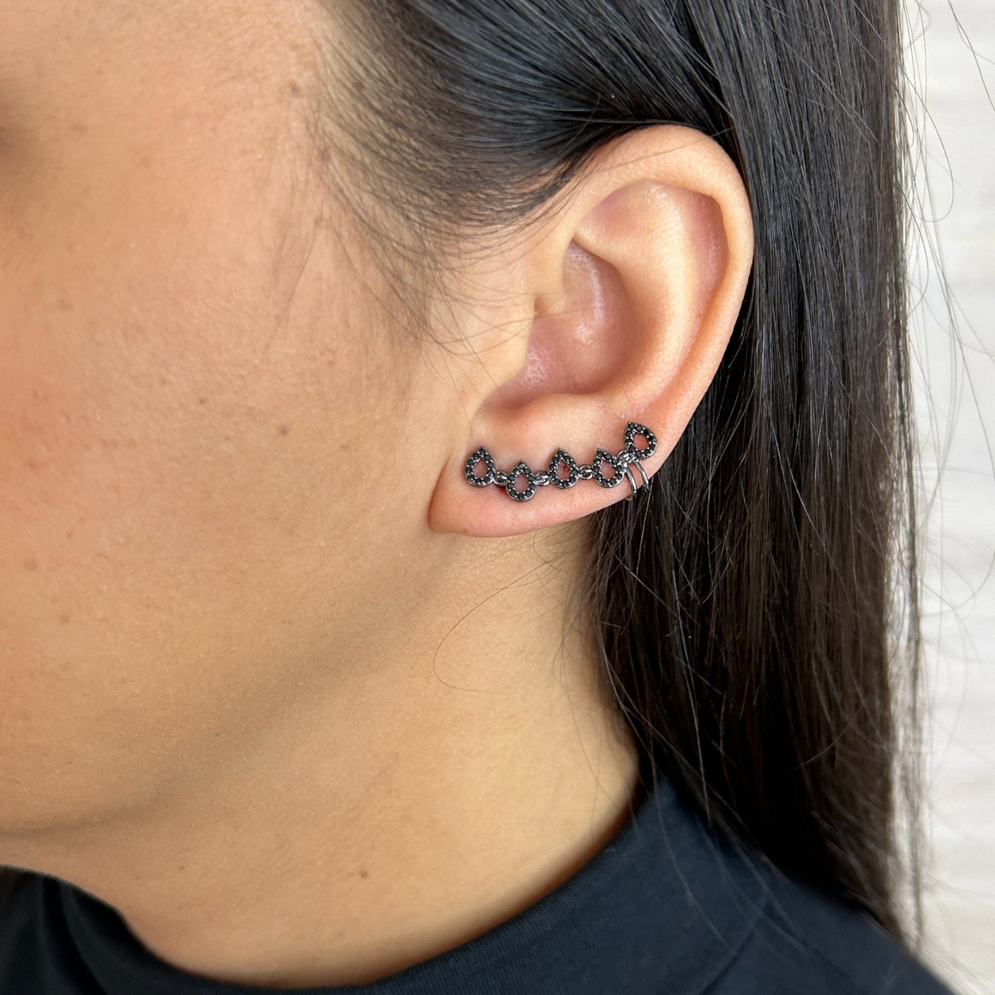 EarCuff Rhodium Negro